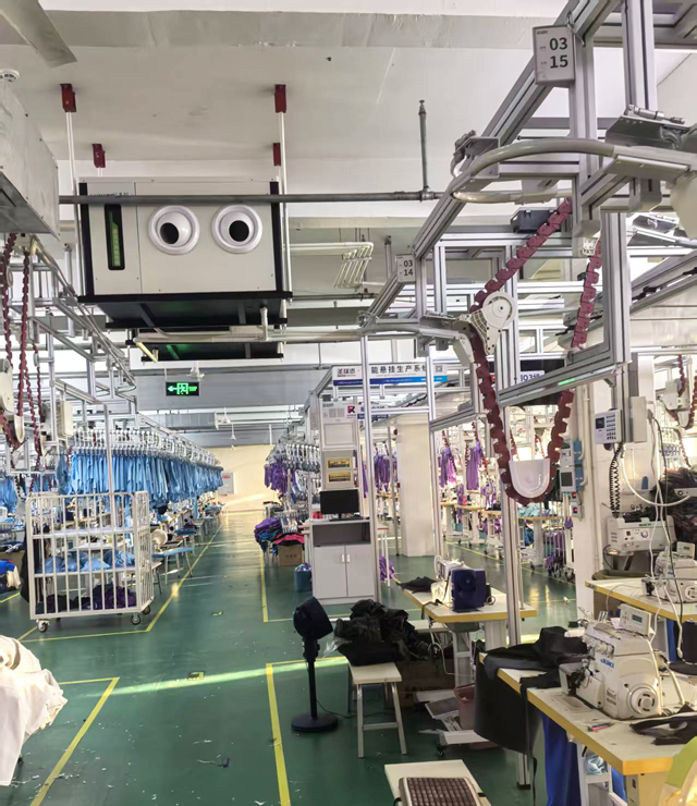 紡織廠降溫應用蒸發冷省電空調-臥式射流空調